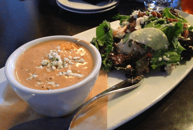 Sundried tomato soup and a chicken and apple salad at Sundried Tomatoes restaurant