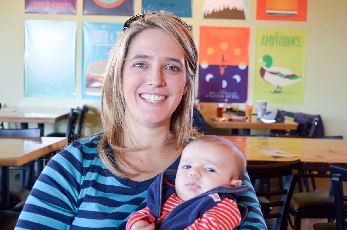 Mommy and son hanging out at NoDa Brewing ~ 10 Tips for Visiting a Brewery with Kids