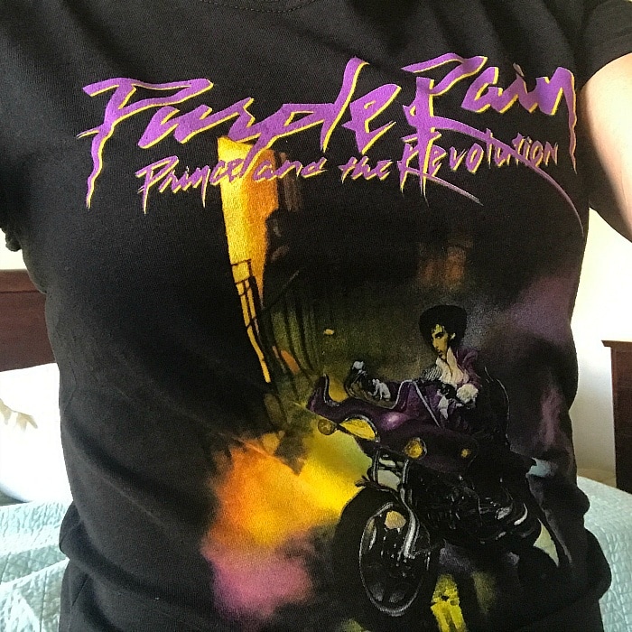 My Purple Rain t-shirt purchased from the store at Paisley Park ~ What It's Like to Tour Paisley Park Where Prince Lived and Worked