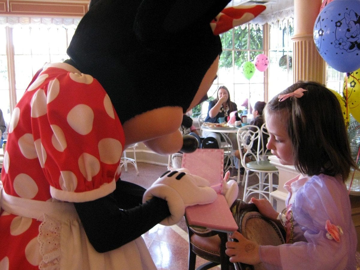Disneyland character meal with Minnie Mouse