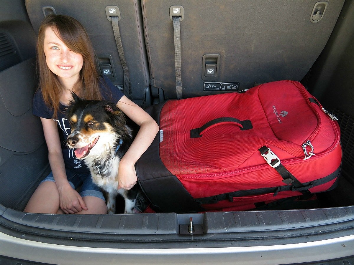 The Eagle Creek Expanse Drop Bottom Duffel and Flat Bed easily fit into the back of my minivan along with my daughter and dog! ~ Durable Luggage for Family Travel