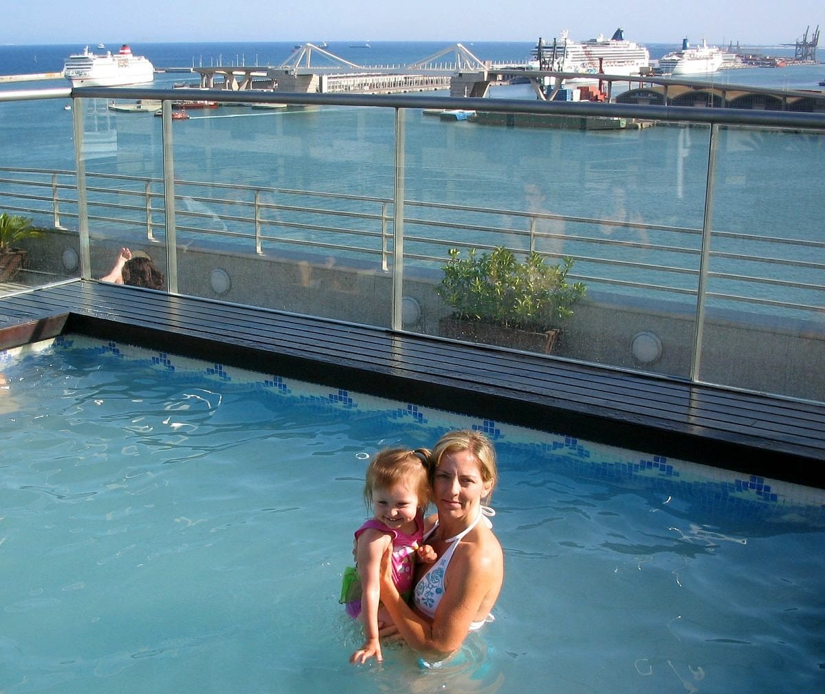 The rooftop pool at the Grand Marina Hotel in Barcelona with kids