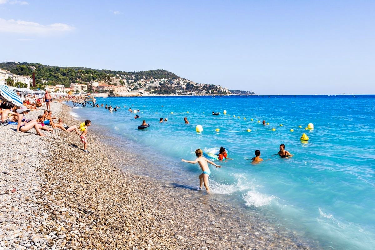 Beach in Nice, France with kids