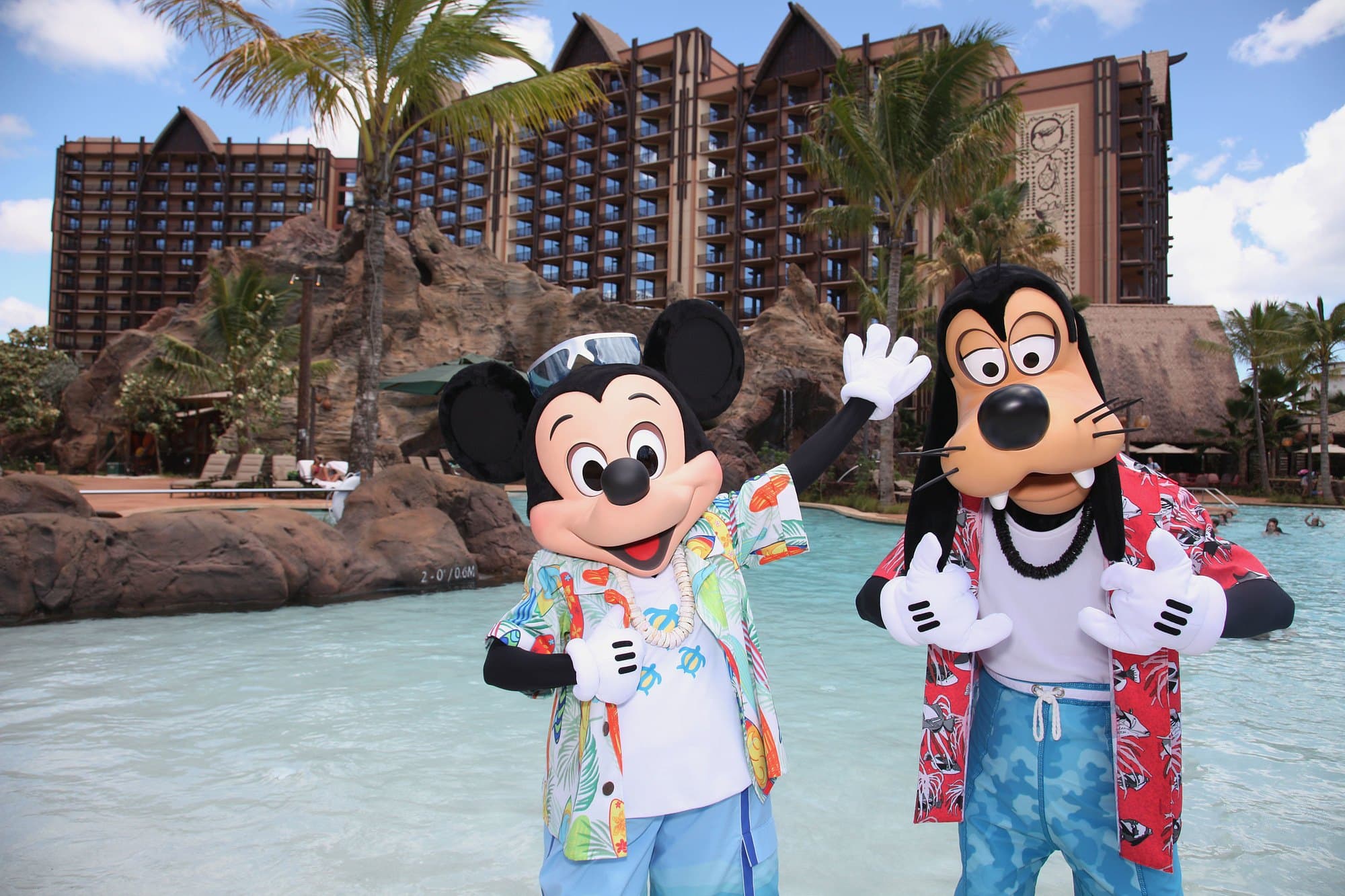 You just might see Disney characters like Mickey Mouse and Goofy poolside at Disney Aulani