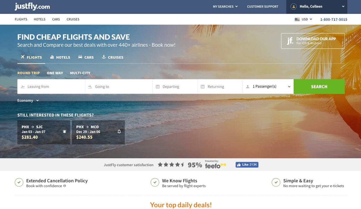 Save money on your family's flight with JustFly.com