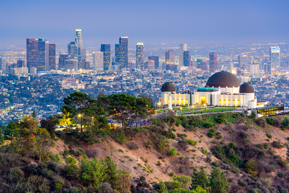 Griffith Park and the Griffith Observatory LA skyline view