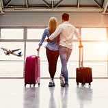Romantic couple in airport