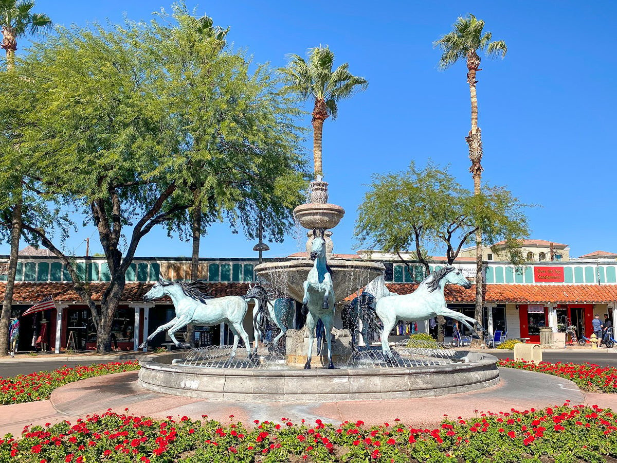 Old Bronze Horse Fountain in Old Town Scottsdale