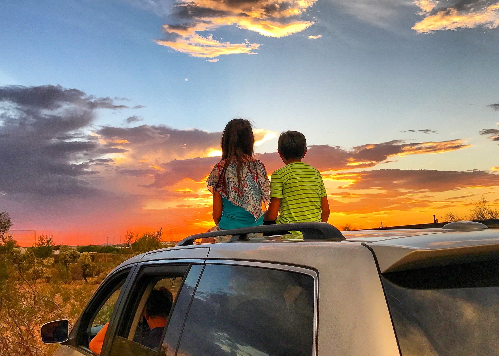 Kids enjoying a Scottsdale, Arizona sunset