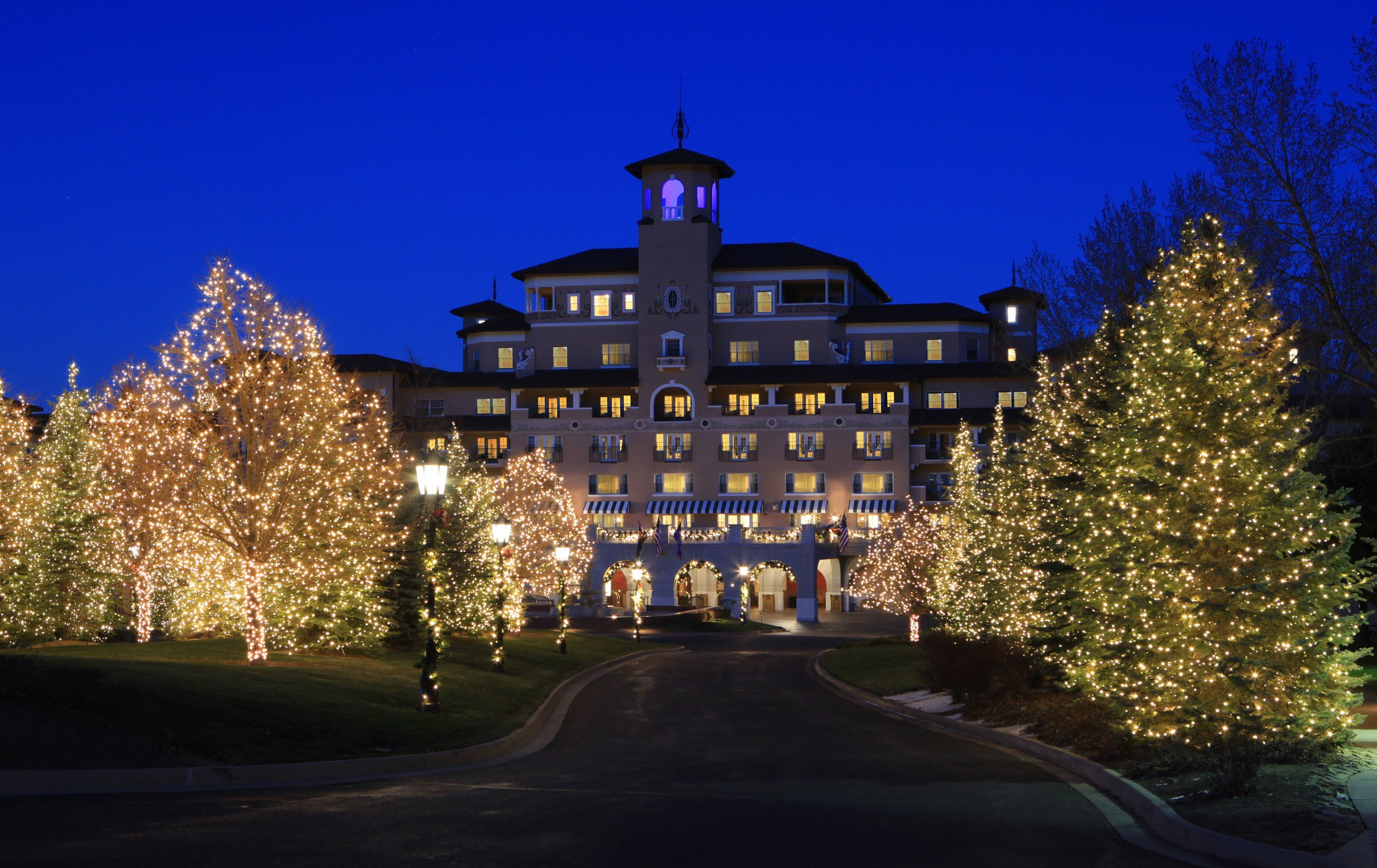 The Broadmoor Hotel in Colorado Springs, all dolled up for Christmas