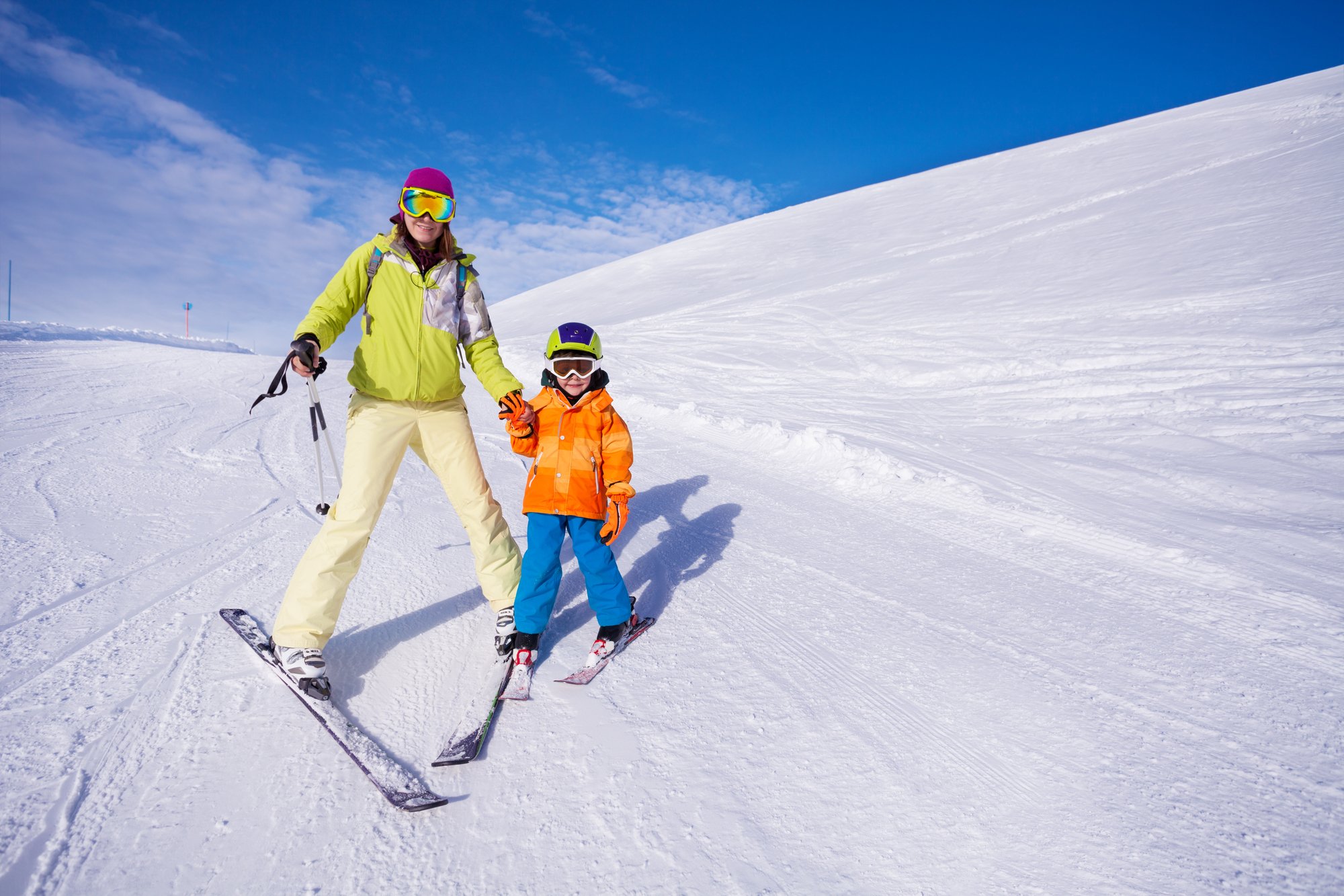 Choose a bluebird day for your first ski experience