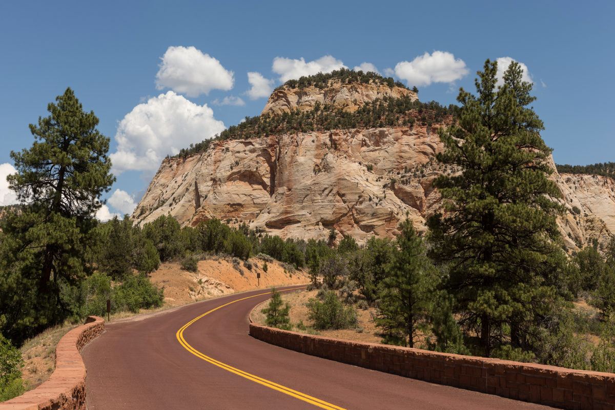 A view of Zion's East Temple from Mount Carmel Highway 