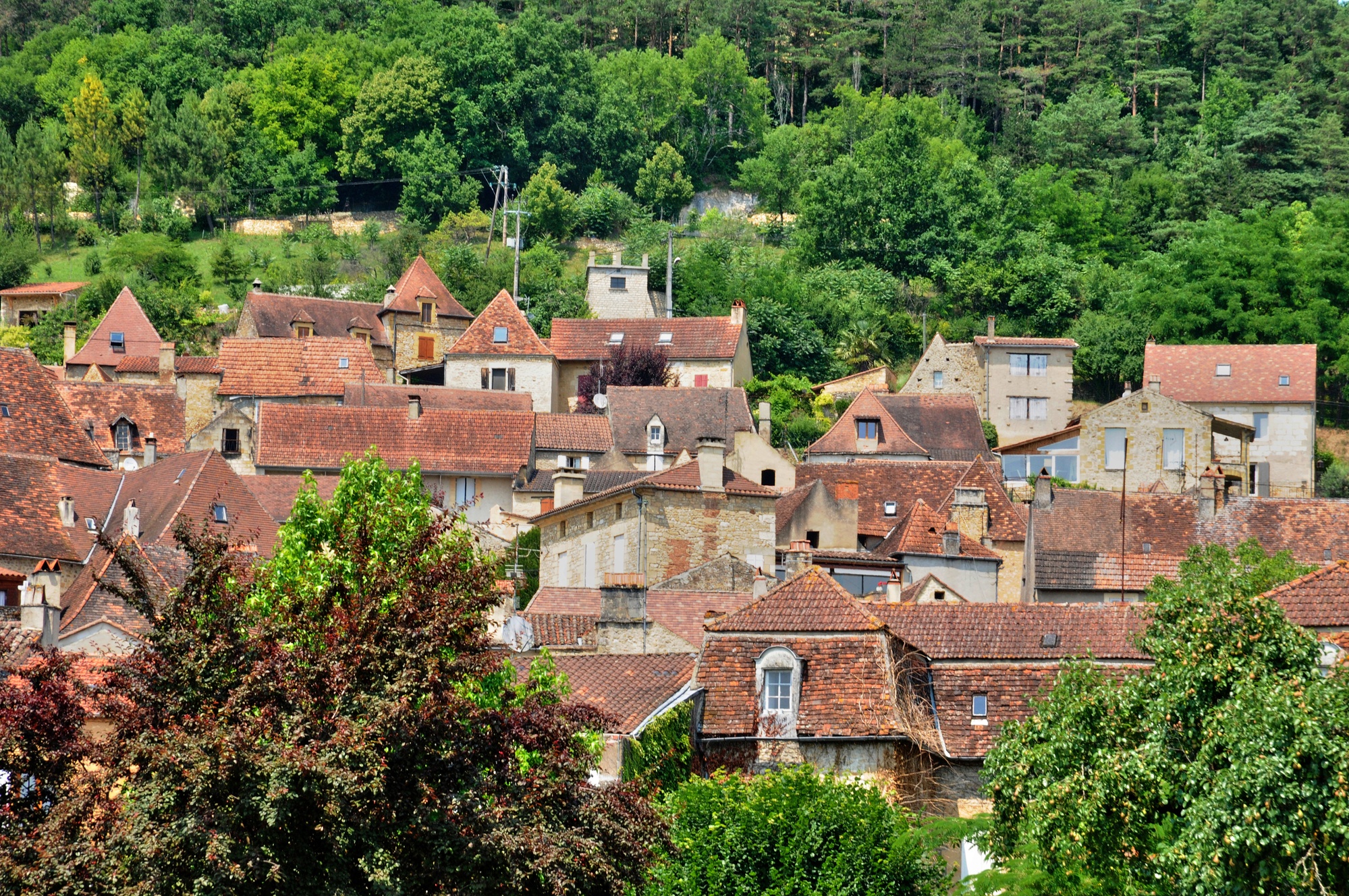 The picturesque village of Saint Cyprien in Dordogne, France