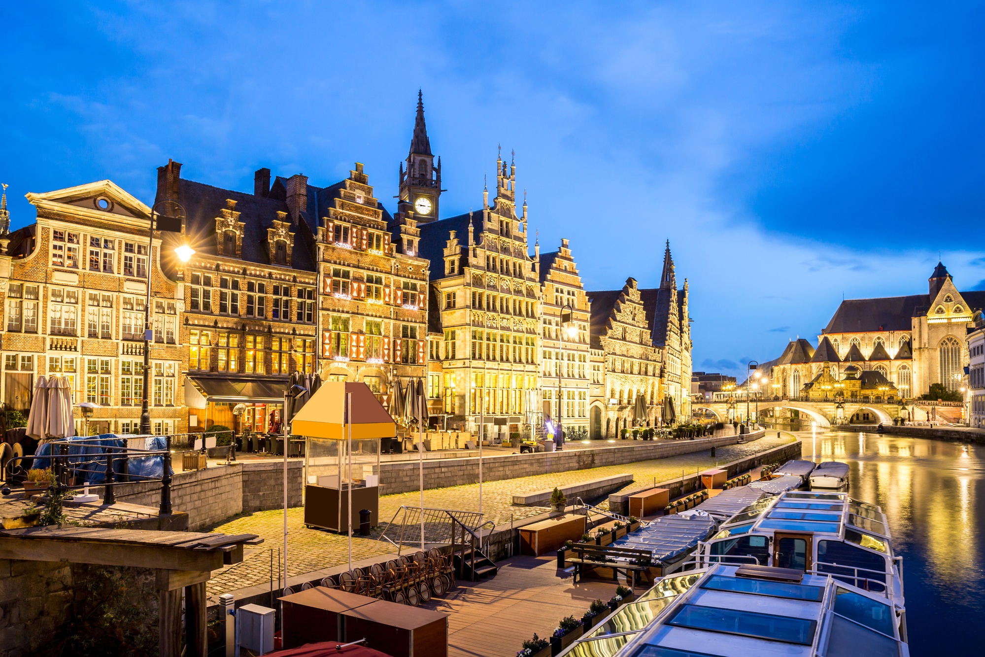 The beautiful city of Ghent, all lit up at night