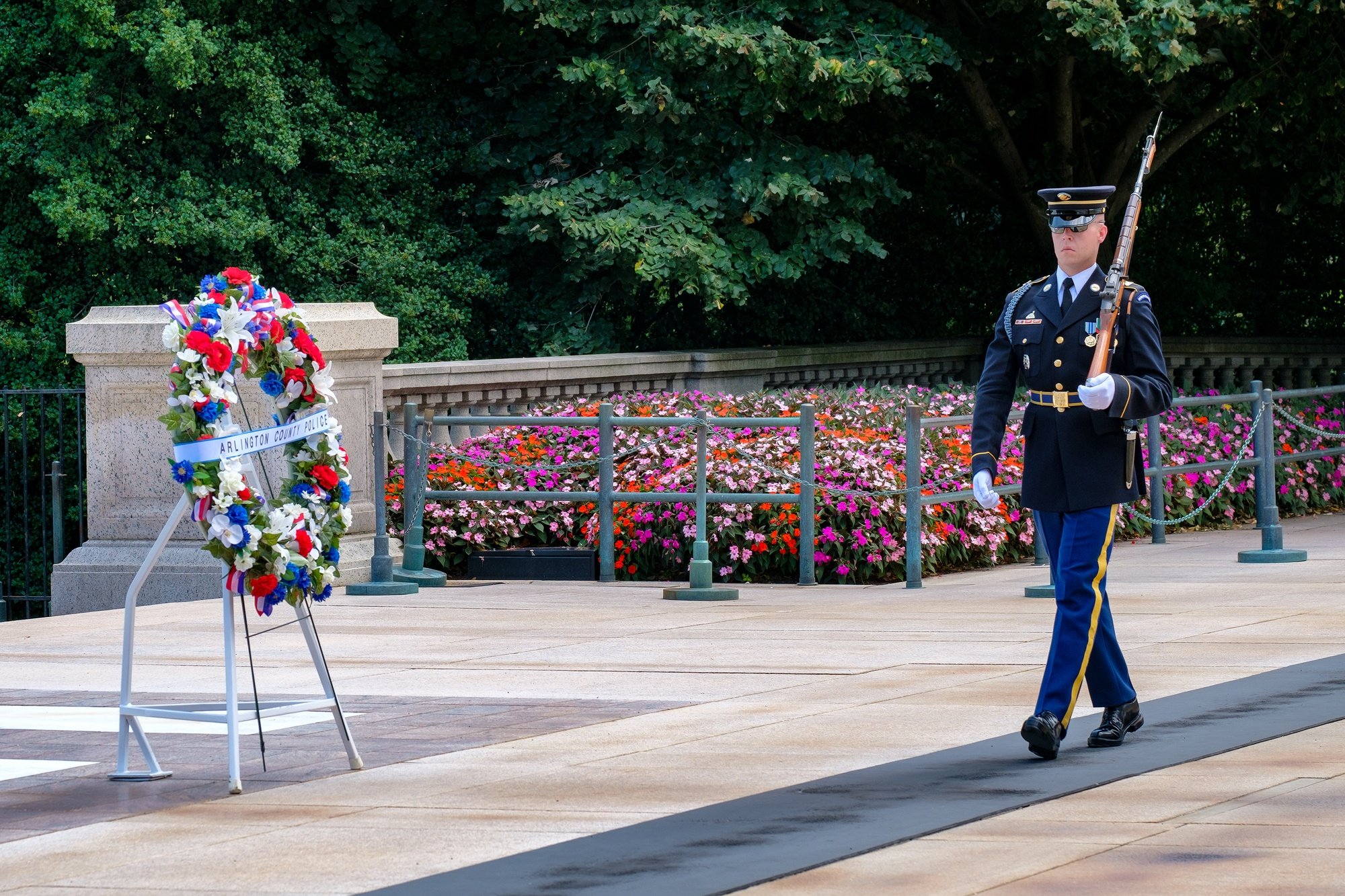 Ceremonial guard at the Tomb of the Unknown Soldier at Arlington National Cemetery 