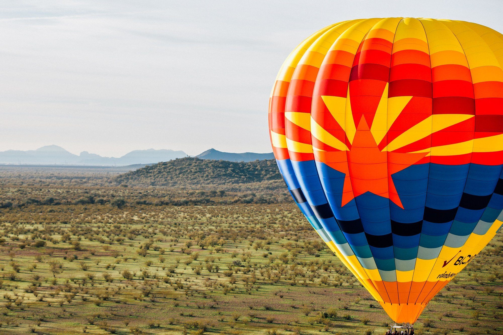 Hot air balloon flying over Scottsdale, AZ