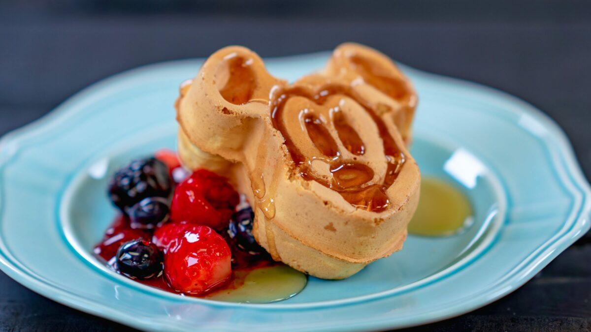Mickey-shaped waffles are a hit with kids at Disneyland character breakfasts