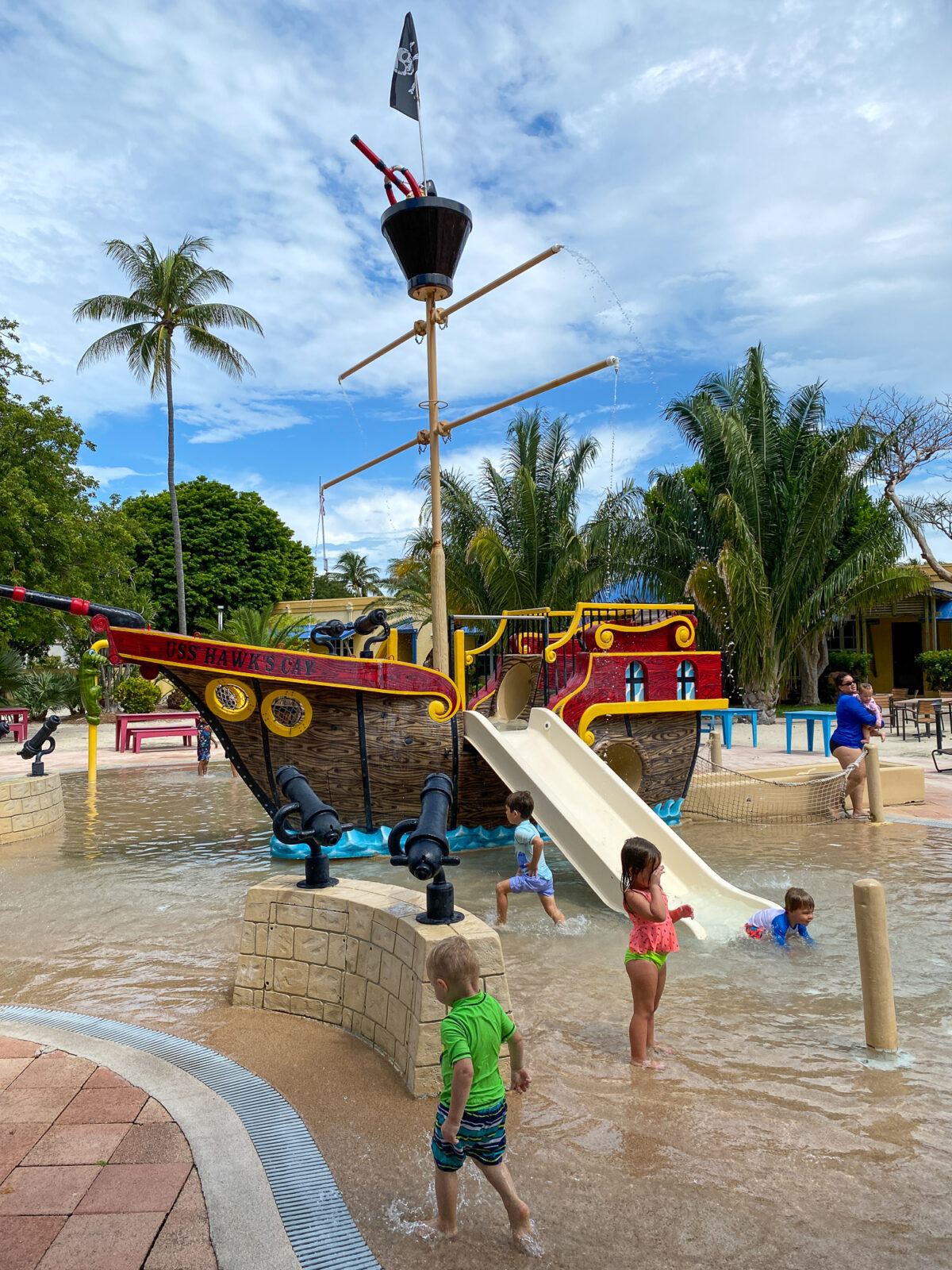Pirate Ship splash pool at Hawks Cay Resort with kids