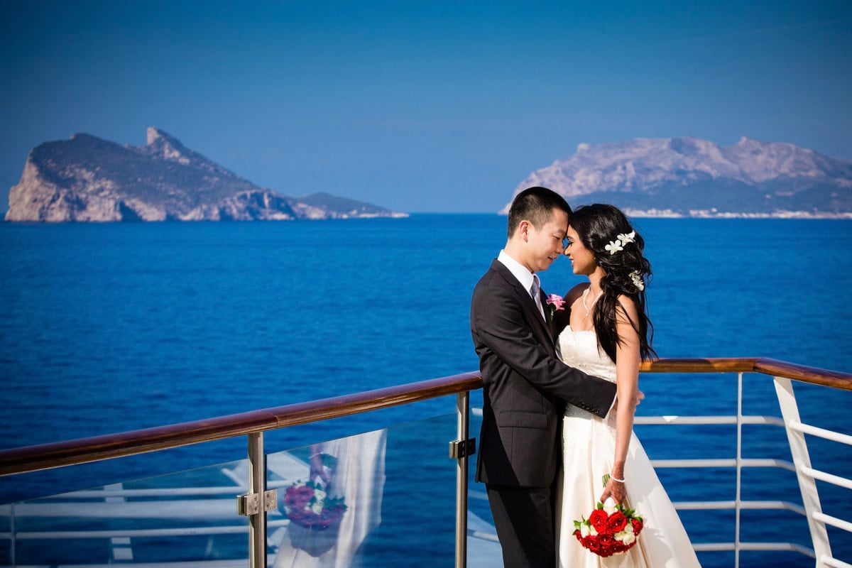Newlyweds aboard a Royal Caribbean cruise 