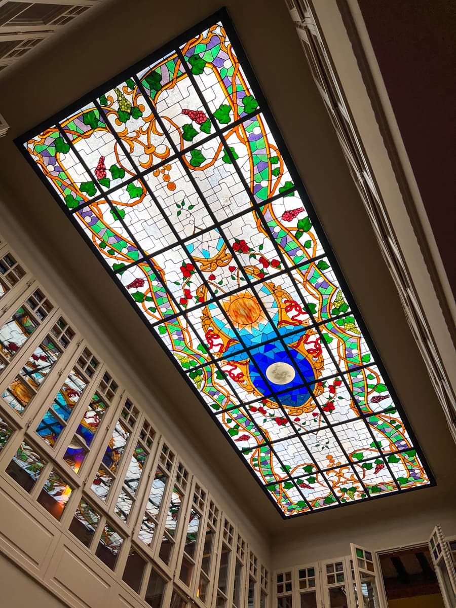 Stained glass ceiling at Los Patios de Beatas 