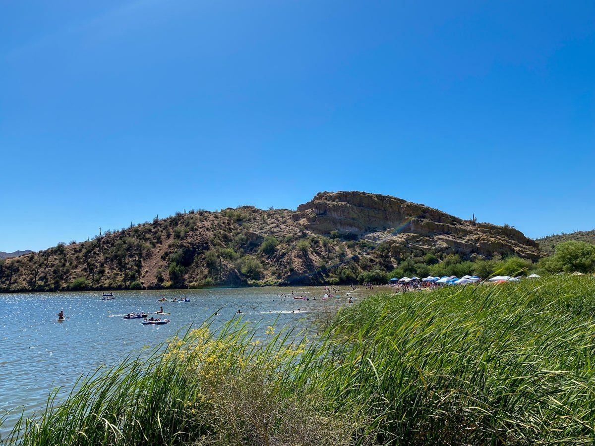 Saguaro Lake into Tonto National Forest near Scottsdale in summer
