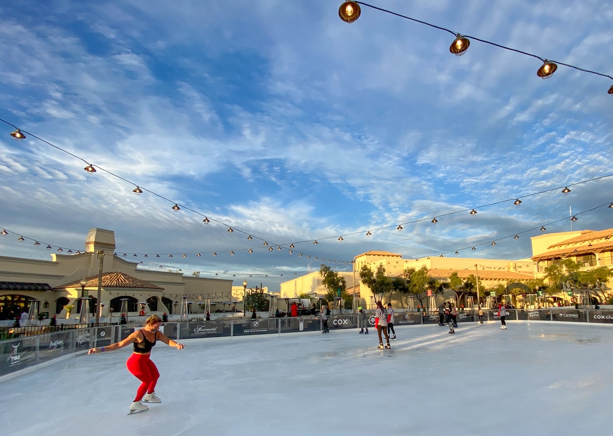 Outdoor ice rink at Christmas at the Fairmont Scottsdale Princess in winter