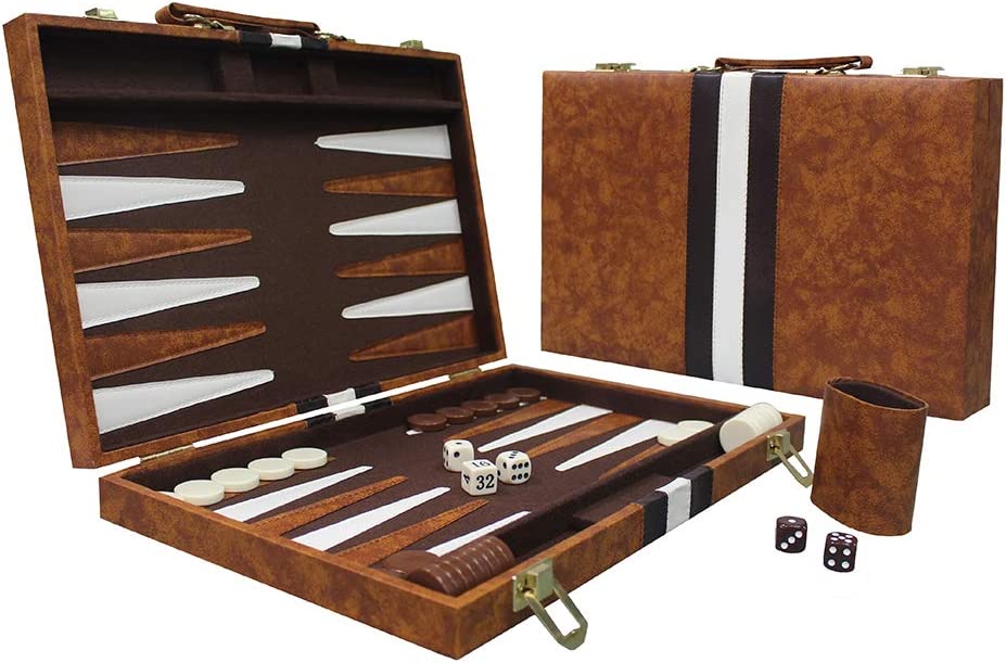 Travel Backgammon Set with Leatherette Case