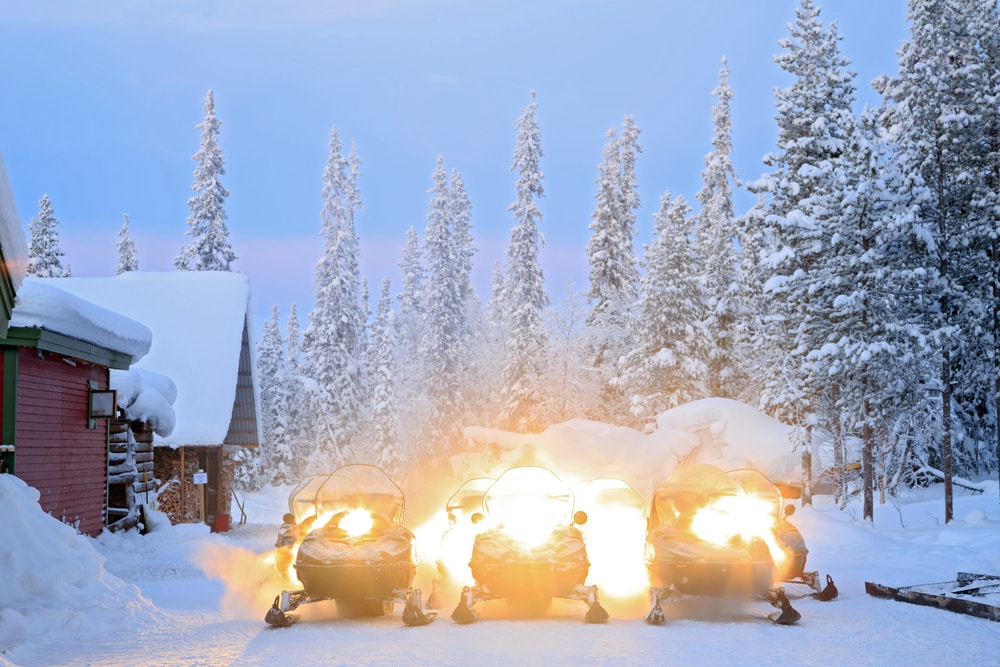 Snowmobiles in Kiruna, Sweden