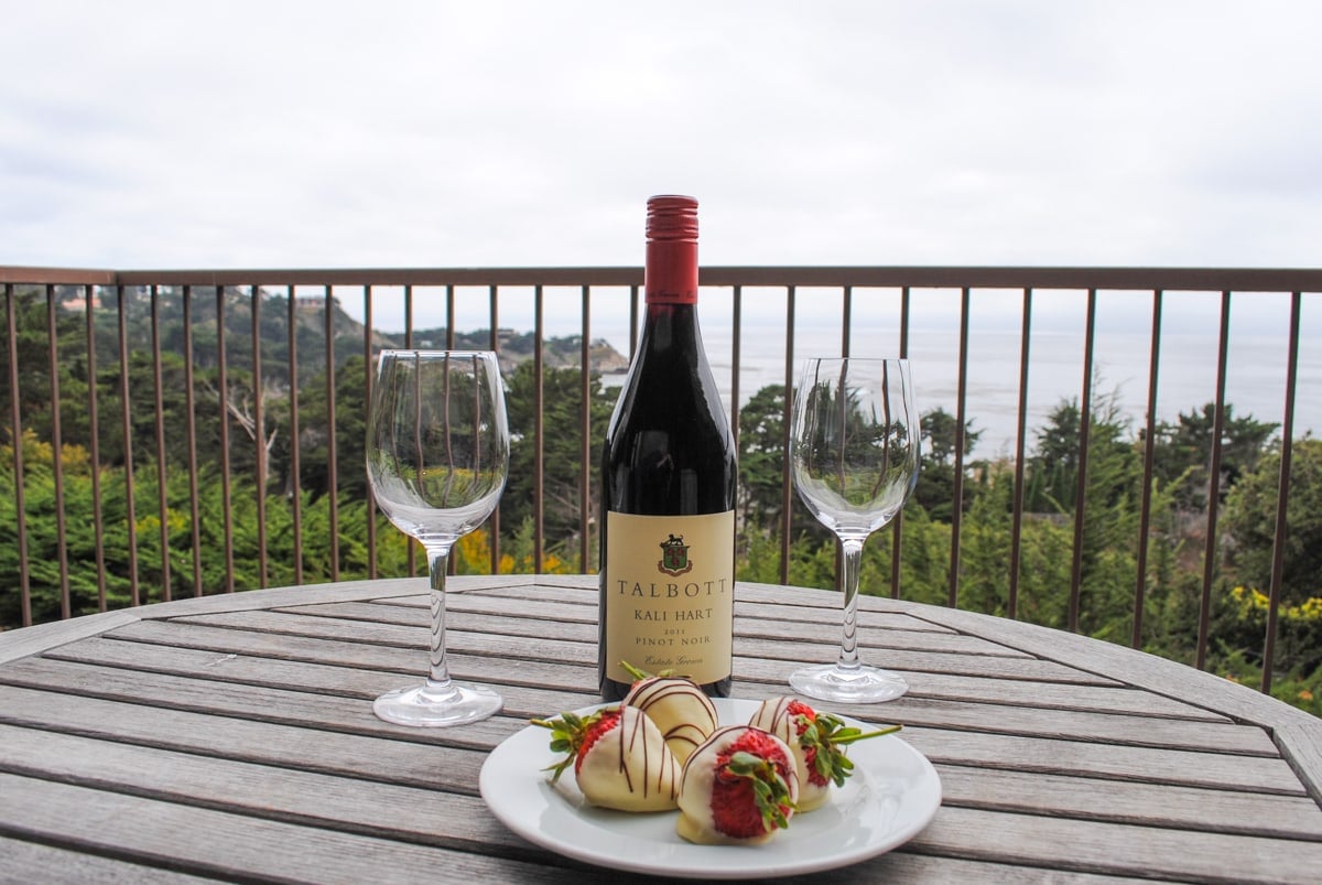 Romantic wine and strawberries with a view at Hyatt Carmel Highlands