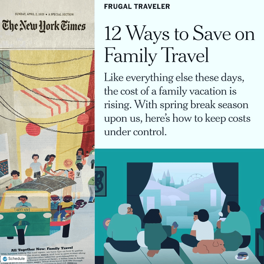 The New York Times article featuring advice from travel experts like Colleen Lanin from TravelMamas.com 