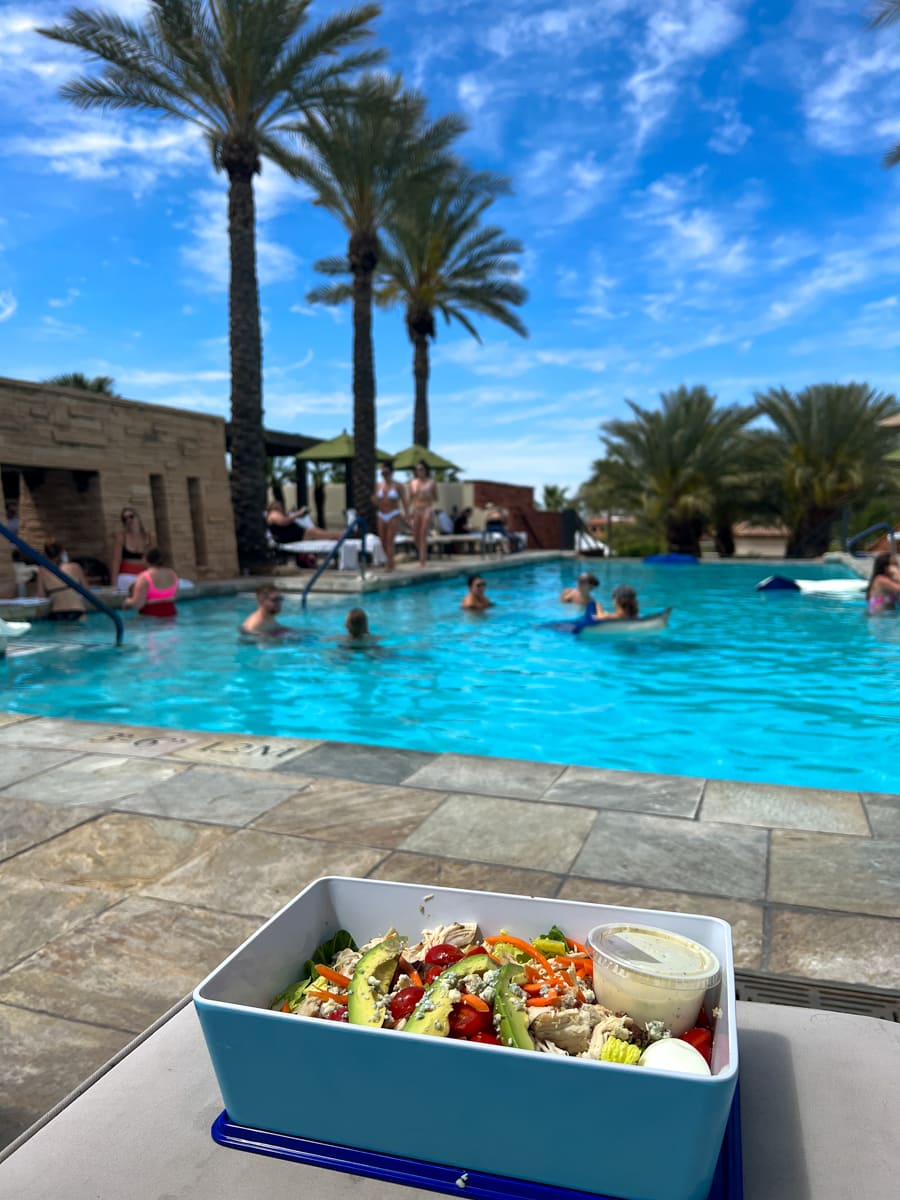 Poolside lunch at the Well & Being Rooftop Pool at the Fairmont Scottsdale Princess 