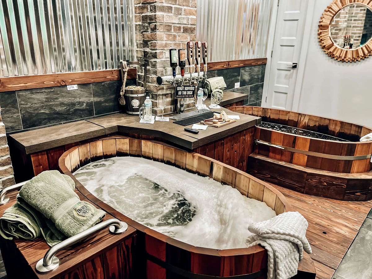 Thermal soaking tub at Beer Spa Orlando, an activity for adults in Orlando
