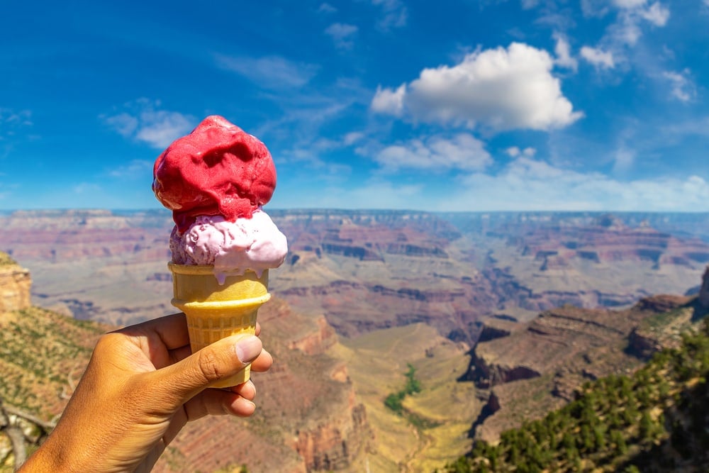 Ice cream cone with Grand Canyon view 