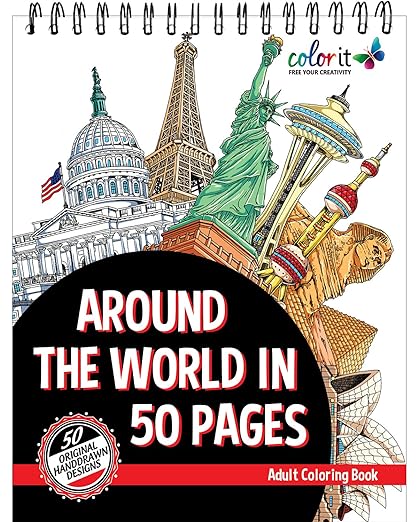Around the World in 50 Pages Coloring Book for travel loving adults
