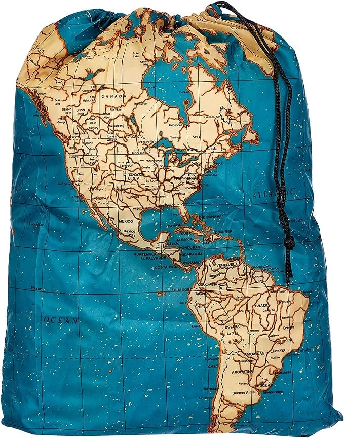 Travel-Sized World Map Laundry Bag for Frequent Travelers