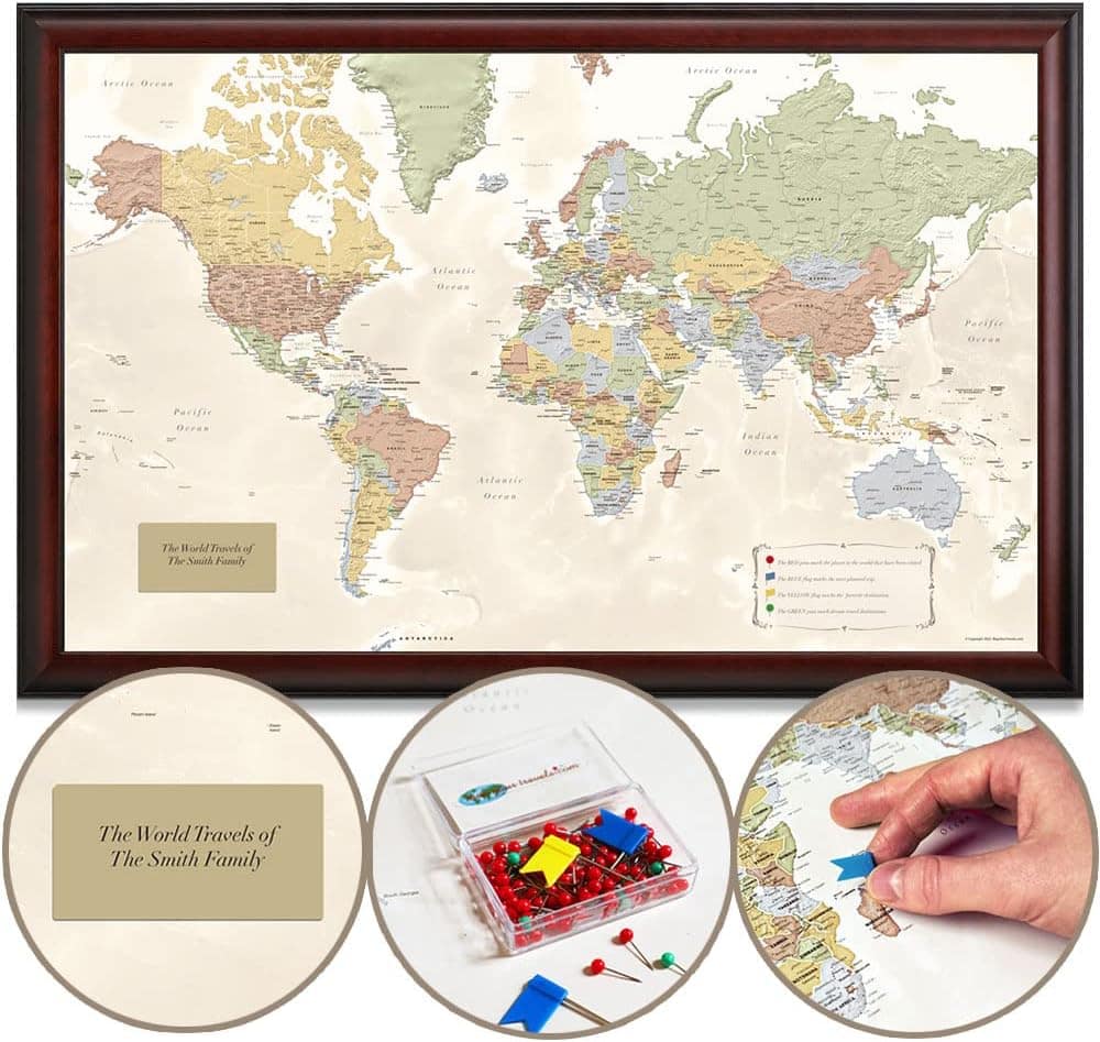 Map Your Travels Deluxe Push Pin World Map 