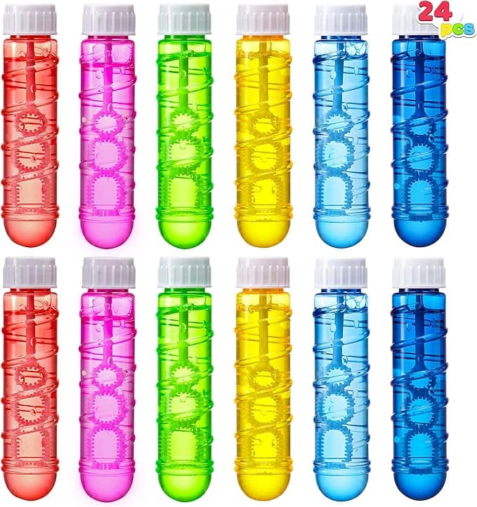 Sloosh 24 Pack 2oz Bubble Liquid Clear Bottle with Wand Set for Kids