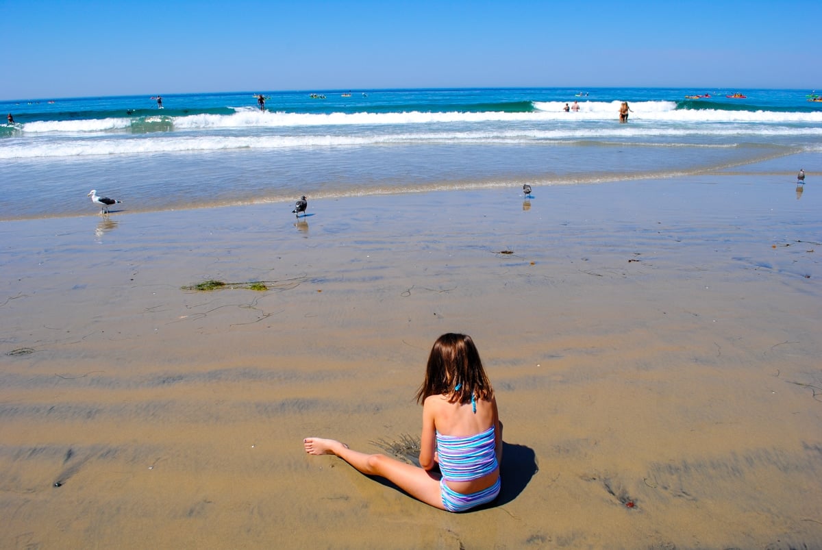 Young girl on the beach in La Jolla, California