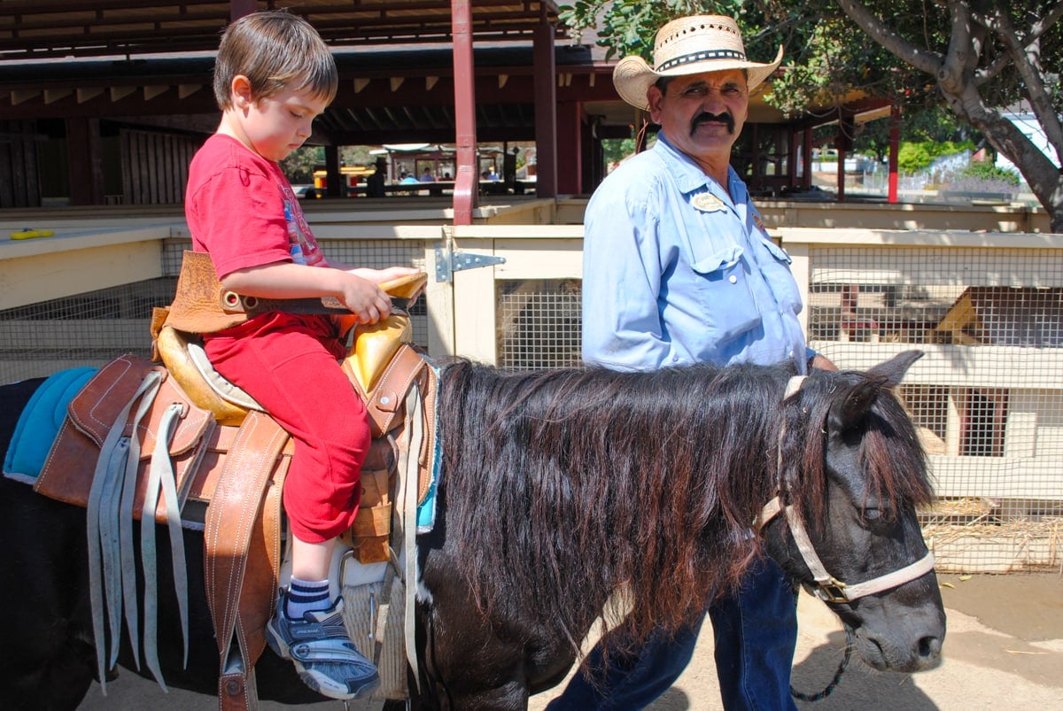 Pony ride at Zoomars Petting Zoo in San Juan Capistrano