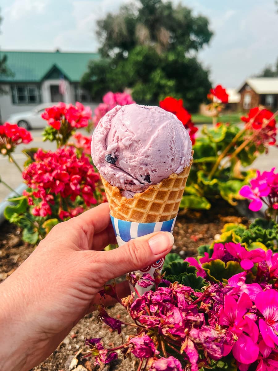 Huckleberry ice cream from The Tangent Coffee in Big Timber 