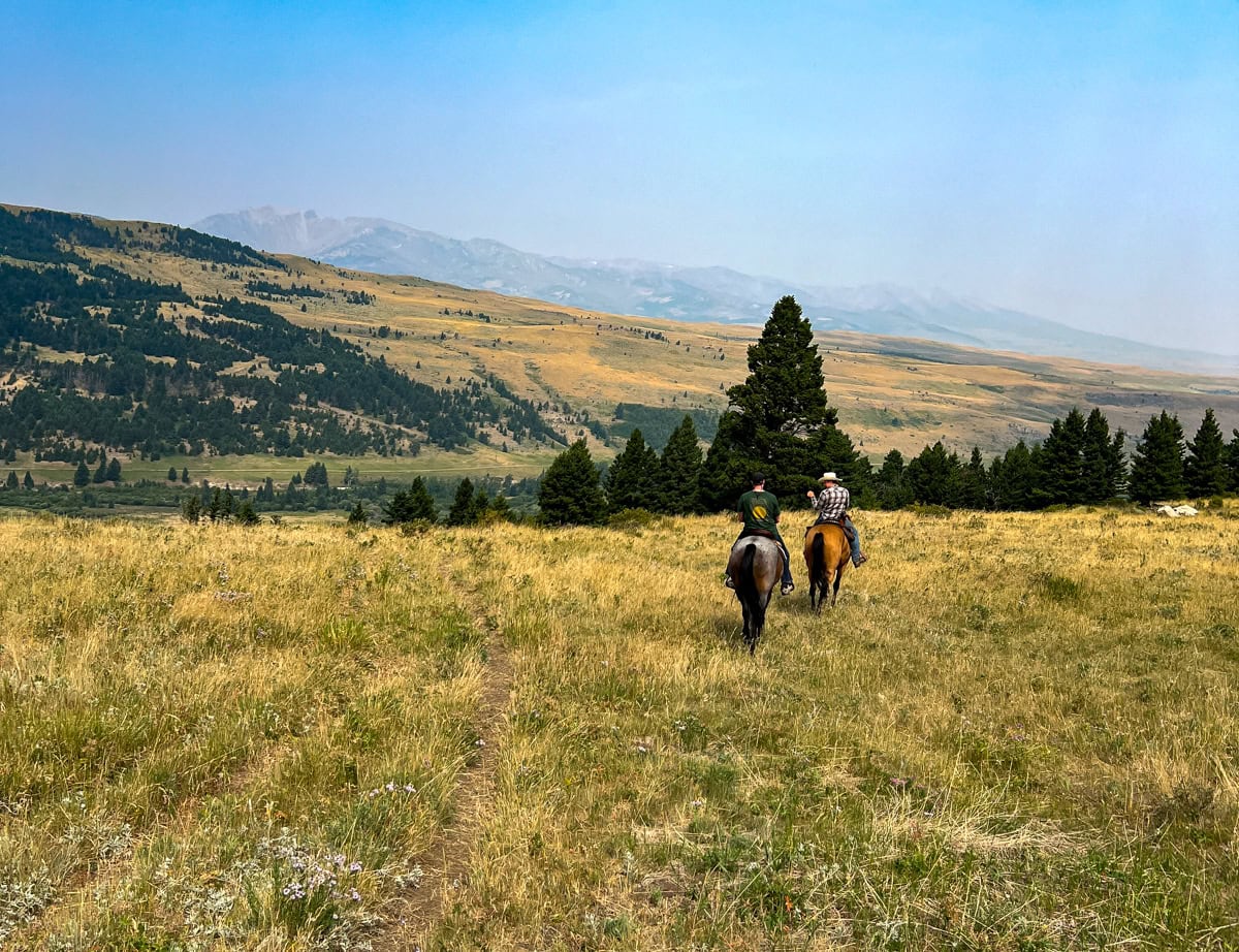 Horseback riding in summer in Montana