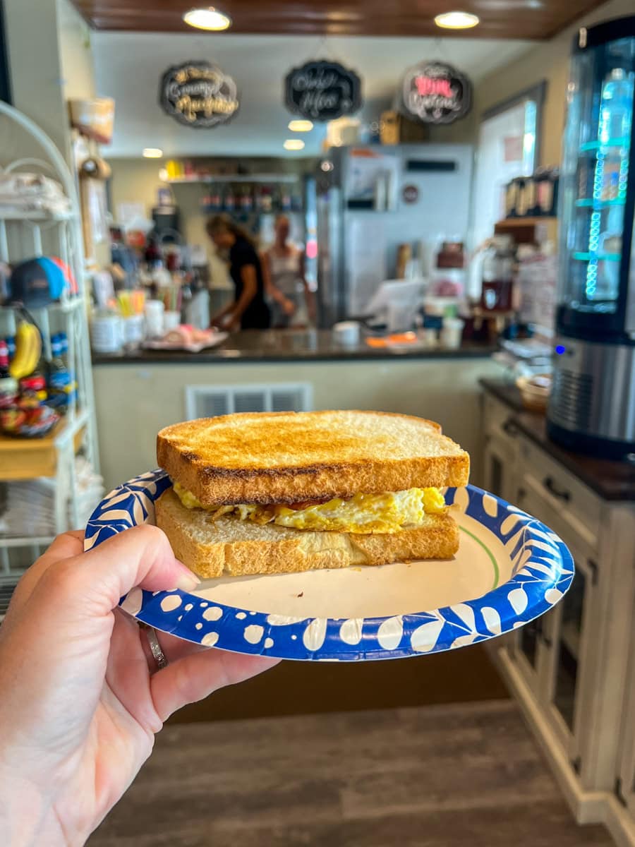 Breakfast sandwich at The Coffee Stop in Big Timber, MT