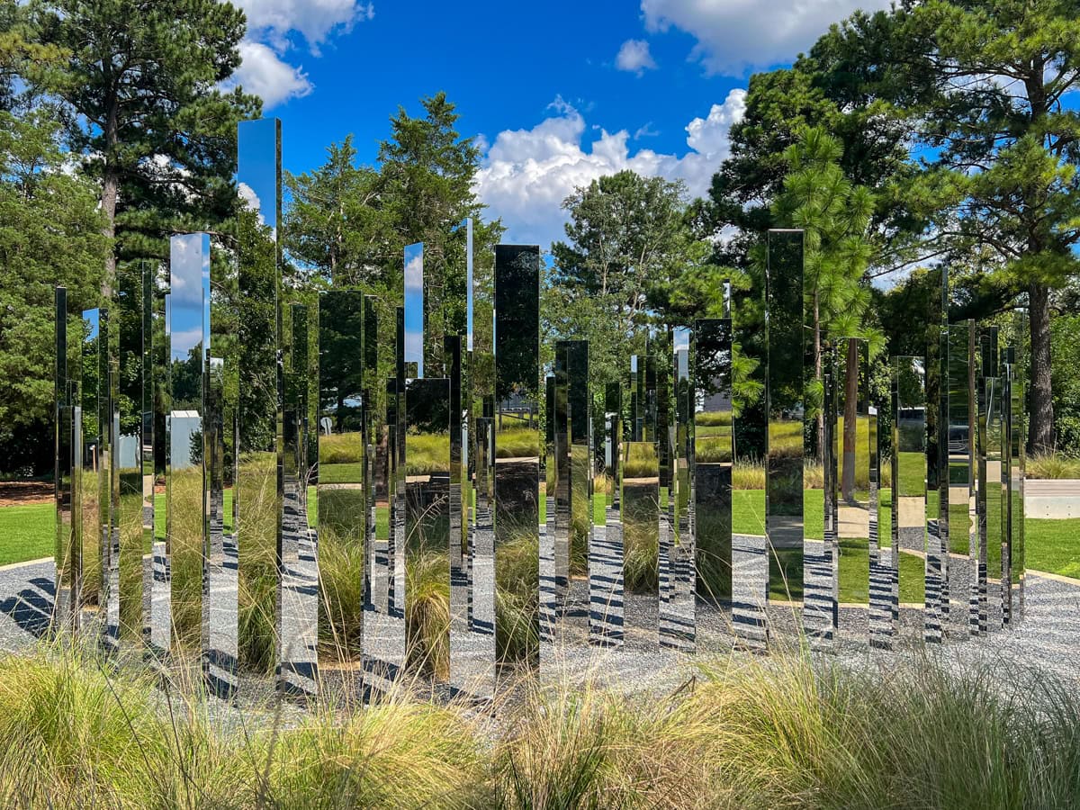 Reflective Echo in North Carolina Museum of Art's attached sculpture garden, the Ann and Jim Goodnight Museum Park