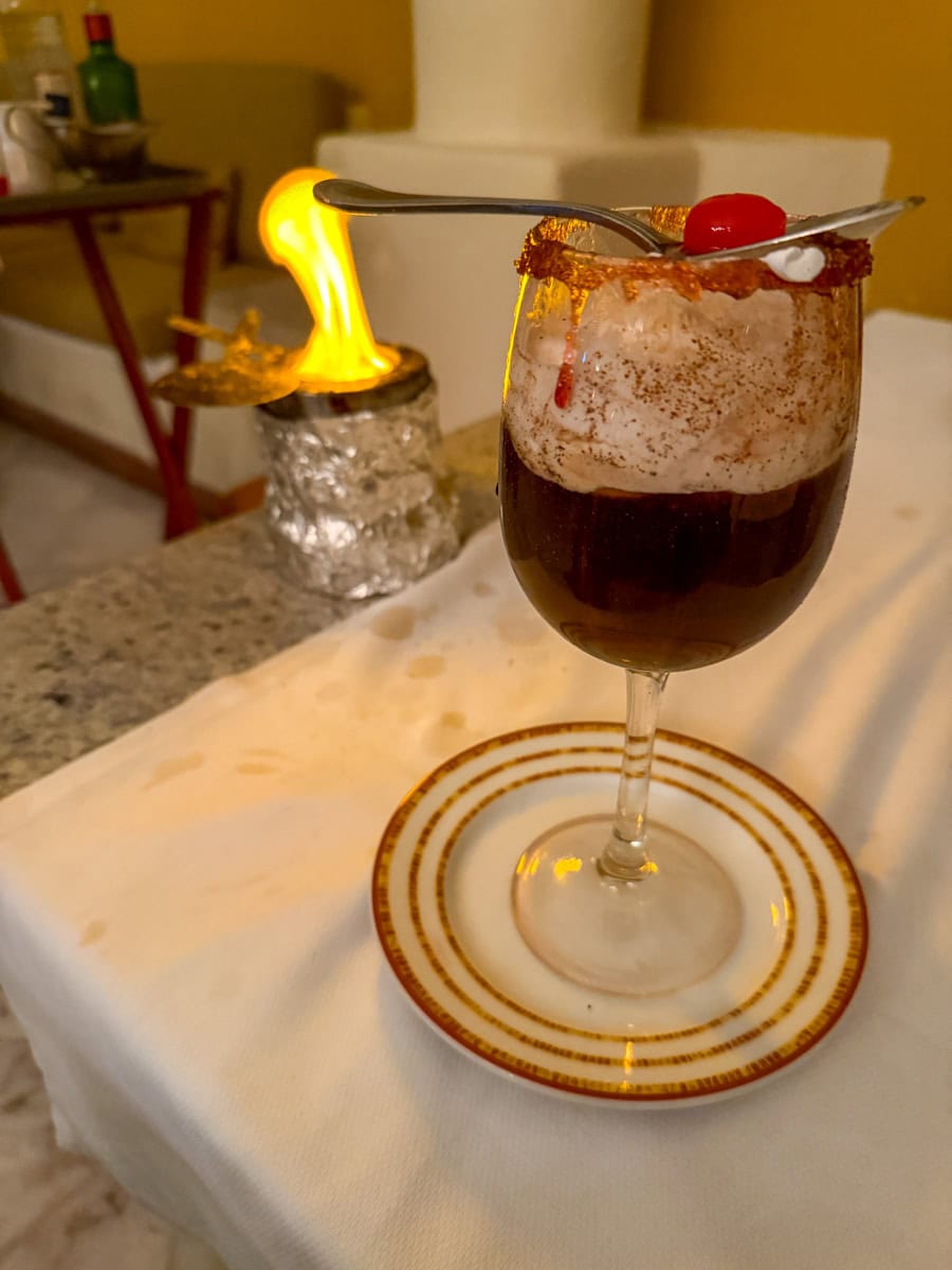 Mexican coffee prepared tableside at Emiliano Restaurant at Casa Velas