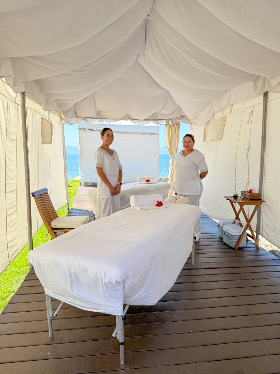 Beachfront couple's massage at Velas Vallarta 